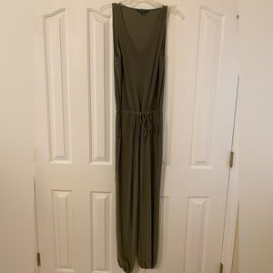 Ralph Lauren Oliver Green V Neck Jumpsuit Gathered Ankle Size Small